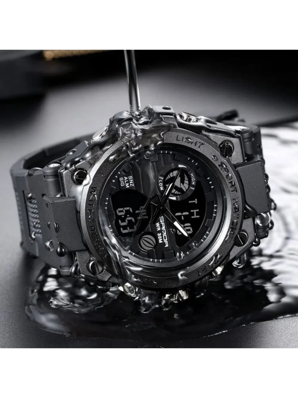 Men's Waterproof Military Sports Watch - Multi-Function LED Alarm & Stopwatch